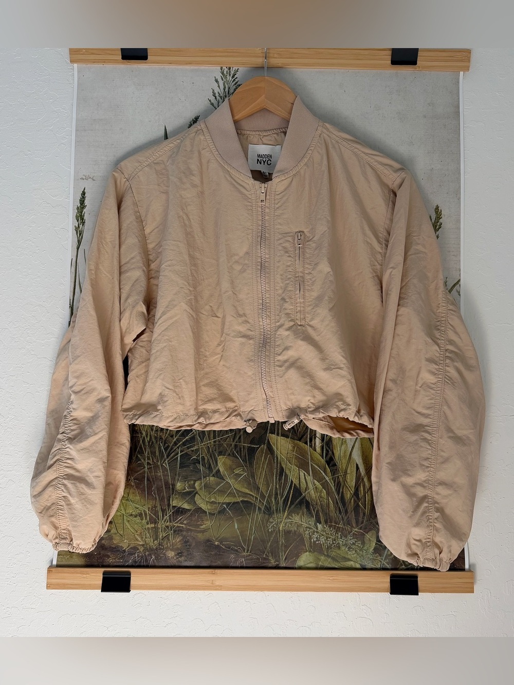 Cropped Lightweight Bomber Jacket — Blush